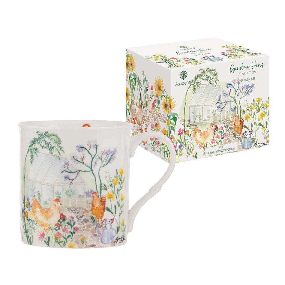 GARDEN HENS GLASSHOUSE MUG
