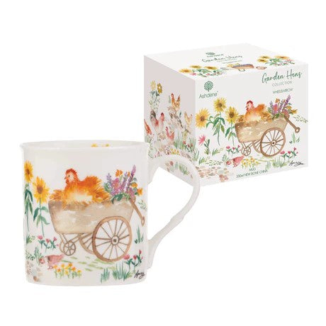 GARDEN HENS WHEELBARROW MUG