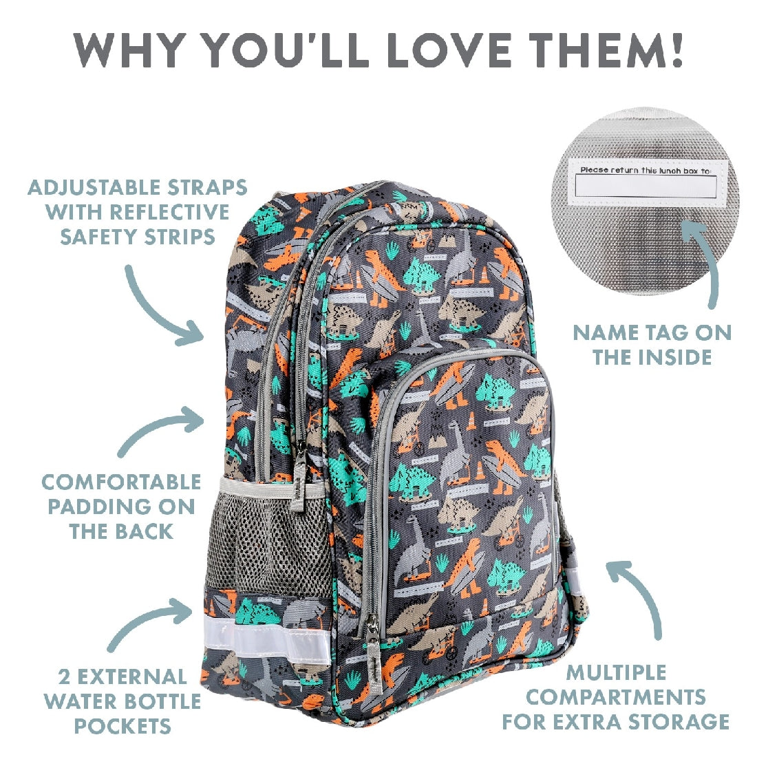 OUT & ABOUT DINO SKATE BACKPACK