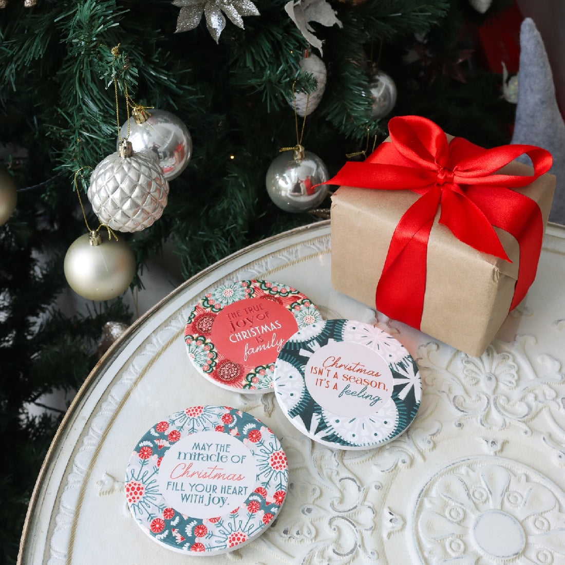 CHRISTMAS FAMILY CERAMIC COASTER