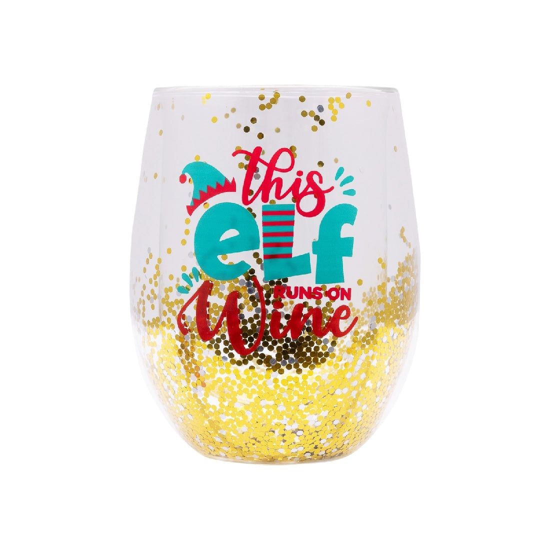 CHRISTMAS ELF STEMLESS GLASS