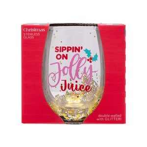 CHRISTMAS JOLLY STEMLESS GLASS