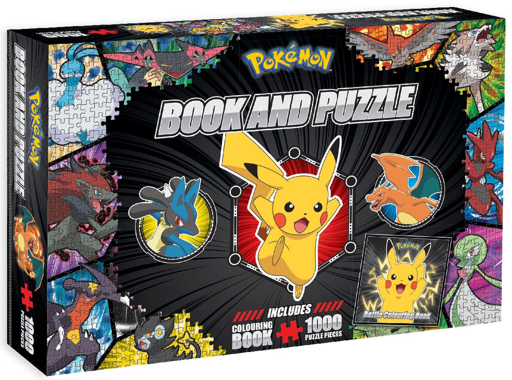 POKEMON BATTLE: ADULT COLOURING BOOK AND PUZZLE 1000PCE