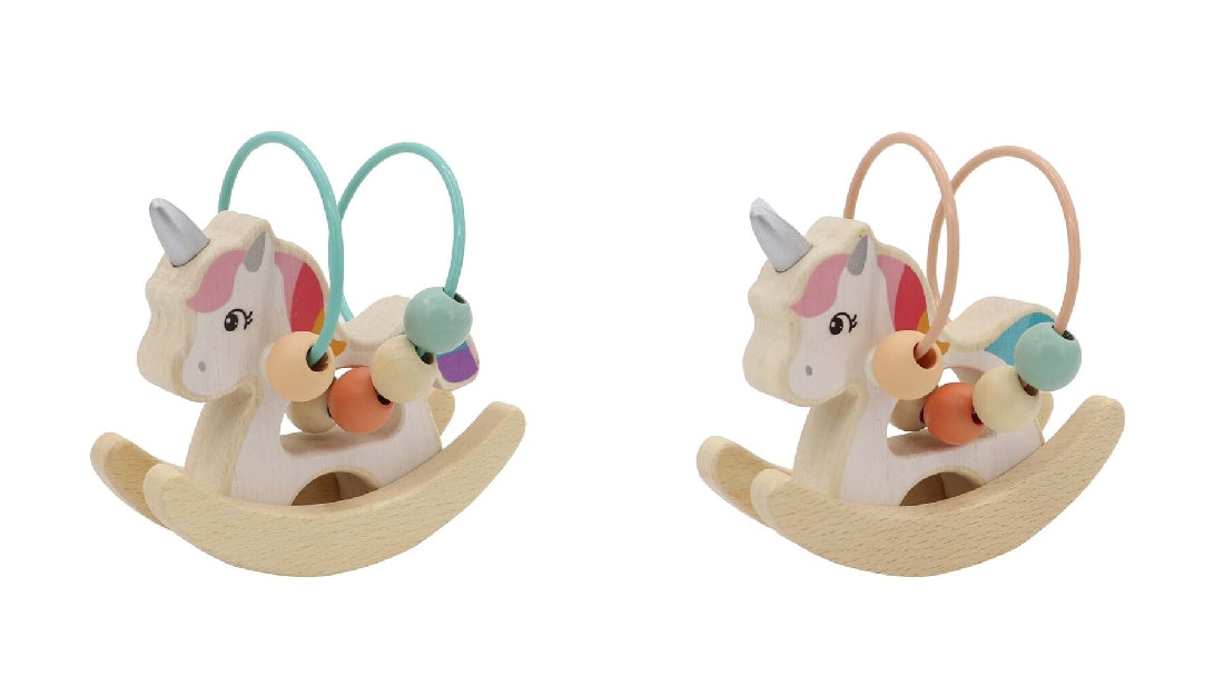 WOODEN UNICORN ROCKER WITH BEADS - CALM & BREEZY