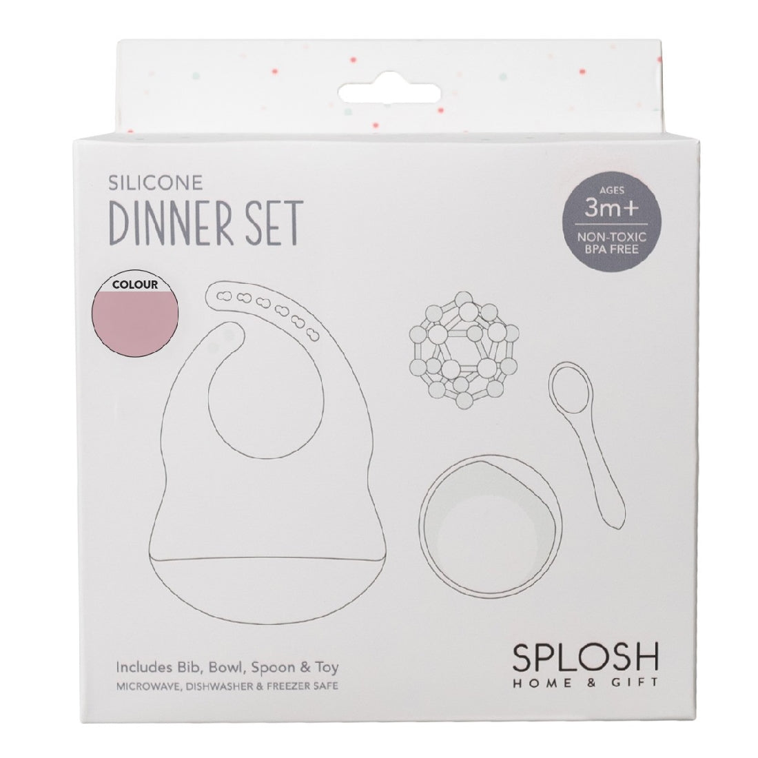 BABY PINK SILCONE DINNER SET GIFT BOXED